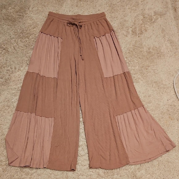 POL Pants - POL Blush and Tan Wide-Leg Pants